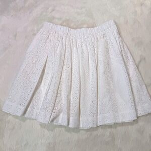Bonpoint Eyelet Skirt Women Medium White Floral Embroidery Cottagecore Summer